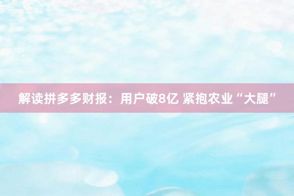 解读拼多多财报:用户破8亿 紧抱农业“大腿”